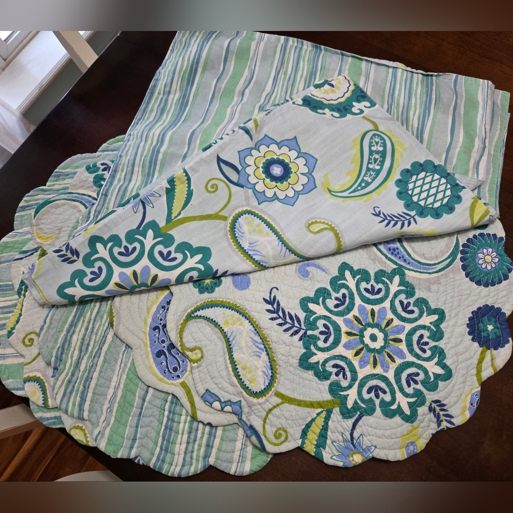 Coastal Colored Reversible Placemats & Napkins, Set Of 6 each